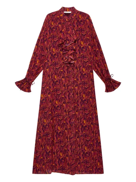 Rochie Maliparmi cu model floral cu volane de costum roșu