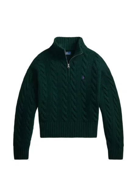Πλεκτό polo Polo Ralph Lauren με σχέδιο με λαιμόκοψη v πράσινο