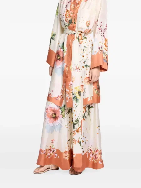 Копринени панталон Elie Saab на цветя с принт