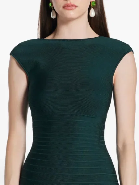 Рокля Hervé Léger с волани зелено