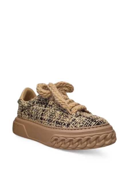 Sneakerși Casadei din tweed chunky maro