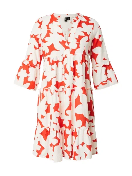 VERO MODA Tunika ohnivo červená biela