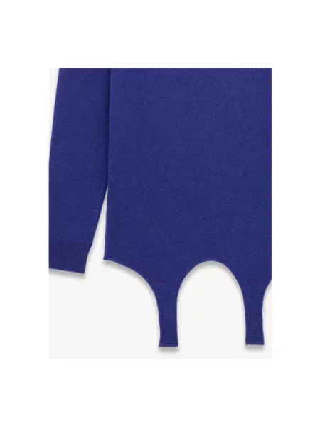 Lniany sweter z golfem Saint Laurent niebieski
