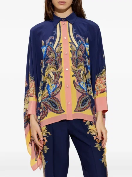 Ασύμμετρο πουκάμισο Etro με σχέδιο paisley μπλε