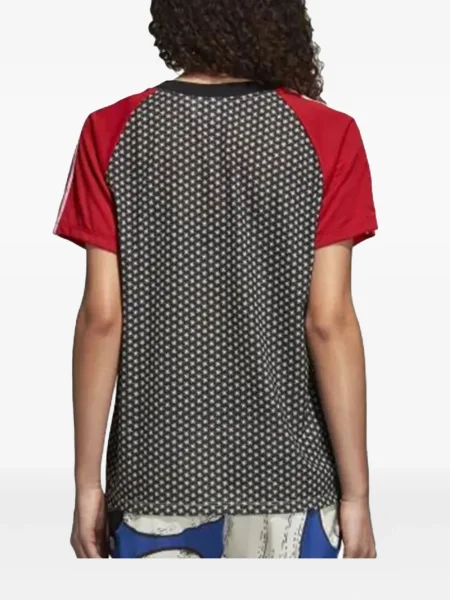 Leggings Adidas alergare cu model floral cu imagine roșu