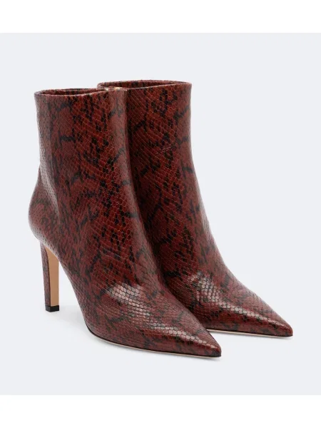 Cizme scurte Jimmy Choo din piele cu model piele de șarpe maro