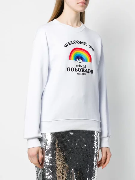 Pulover Chiara Ferragni cu imagine alb