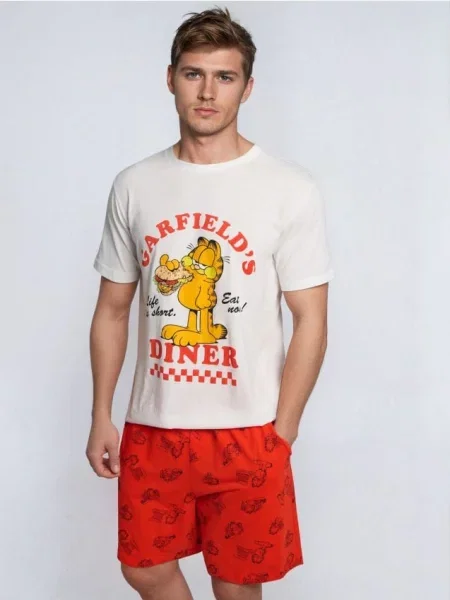 Sinsay piżama dwuczęściowa z nadrukiem Garfield wielobarwny