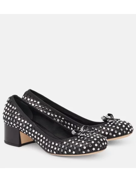 Pantofi cu toc Rene Caovilla din piele de cristal negru