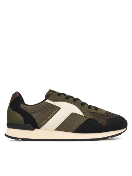 TOMMY HILFIGER Niske tenisice kaki / maslinasta / crna bijela