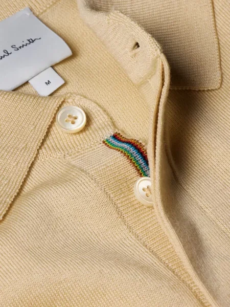 Tricou polo Paul Smith de lână bej