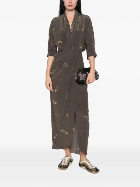 Rochie midi Cortana cu imagine drapată gri