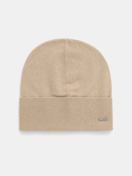 Вълнена шапка BOSS с фина плетка от вълна черно