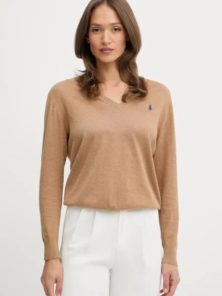 Polo Ralph Lauren Sweter Beżowy Straight Fit brązowy
