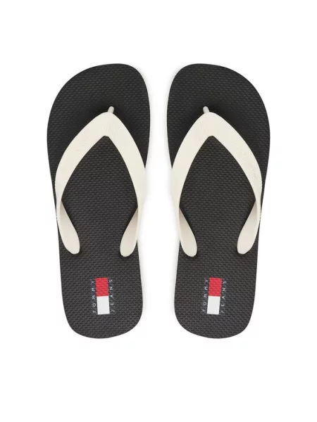 Dámske žabky Tommy Jeans Summer black/ecru logo čierna