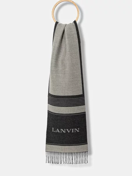 Lanvin szalik wełniany wzorzysty szary