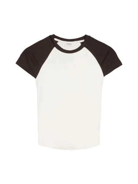 Bershka Tricou ciocolatiu alb