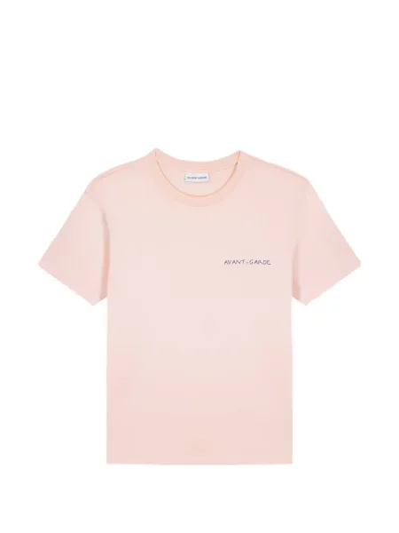 Scurt tricou Maison Labiche cu broderie roz