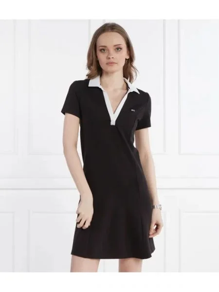 Tommy Jeans Rochie CONTRAST VPOLO negru