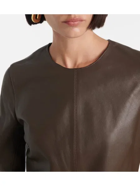 Rochie midi Toteme din piele până la genunchi de costum maro