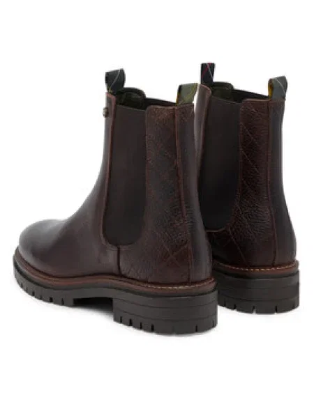 Barbour bőr bokacsizma Evie lapos talpú barna