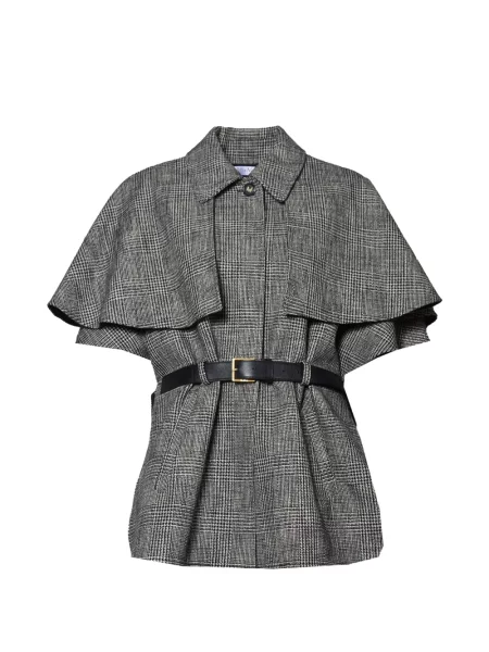 Cu centură geacă Max Mara în carouri gri