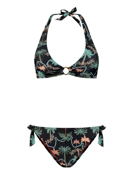 Shiwi Costum de baie două piese Caro verde / verde jad / portocaliu negru