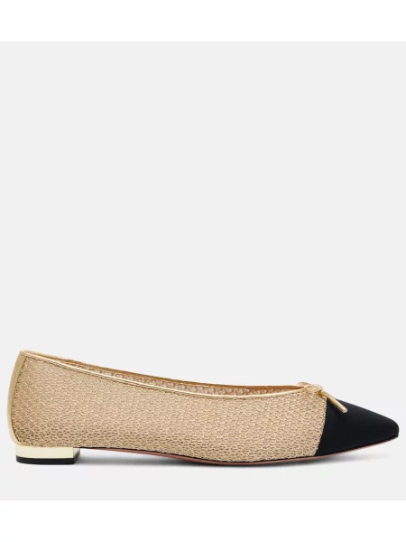 Balerini Aquazzura din piele auriu