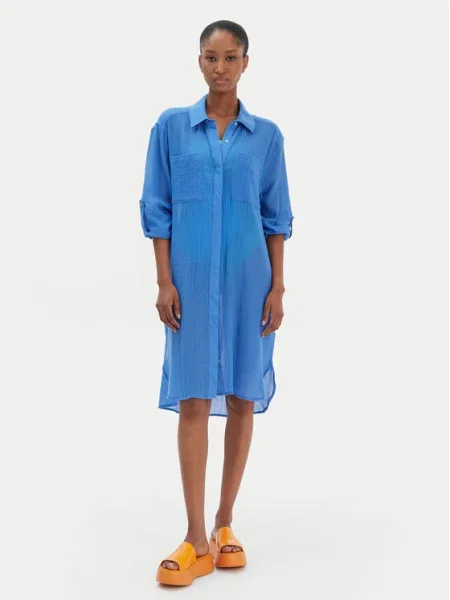 Seafolly Cămașă Crinkle albastru