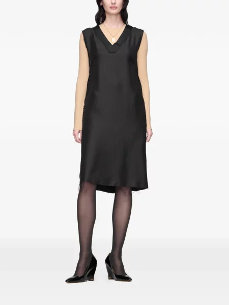 Rochie midi Maison Margiela cu decolteu în V negru