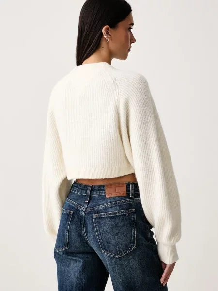 Tommy Jeans sweter z dodatkiem wełny beżowy