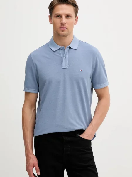 Tommy Hilfiger polo gładki niebieski