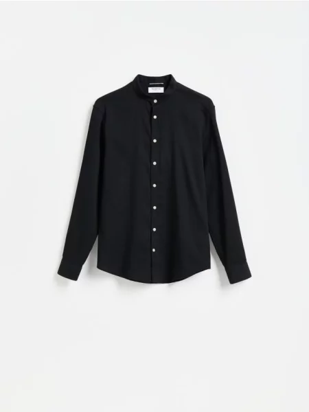 Reserved Cămașă super slim fit cu conținut ridicat de egiptean negru