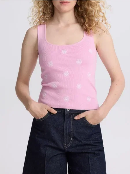 Reserved Блузка з тканини з високим вмістом рожевий