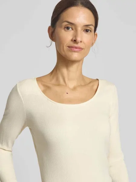 Bluzka z długim rękawem i efektem prążkowania model ‘CHITRA’ Lauren Ralph Lauren beżowa