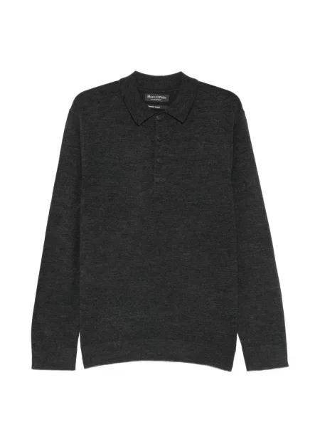 Lung tricou polo Marc O'polo de lână gri