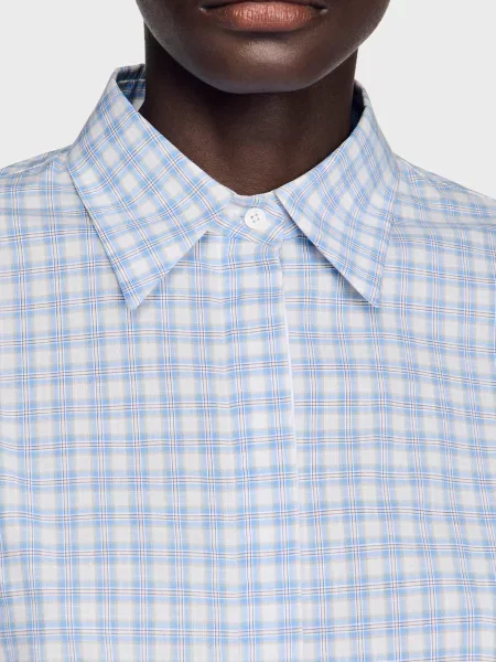 Клетчатая рубашка Sandro белая