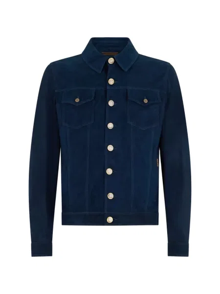 Geacă Moorer din piele de căprioară albastru