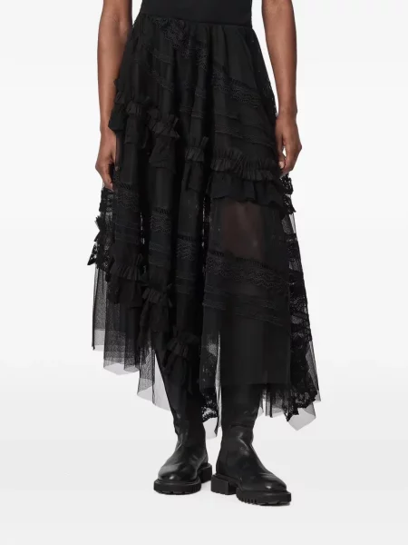 Fustă midi Allsaints din dantelă negru