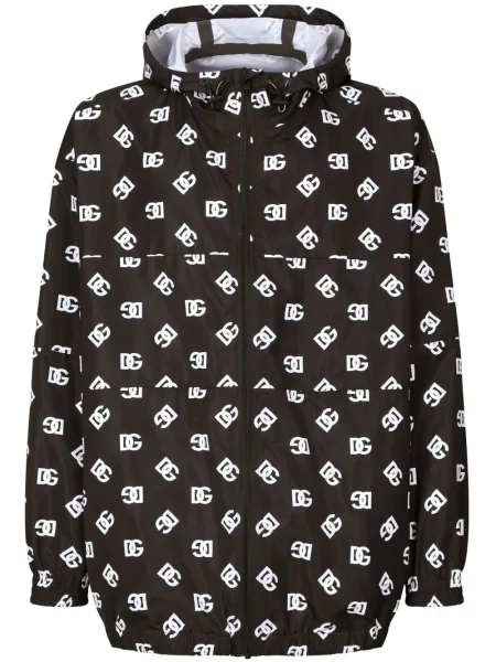 Geacă Dolce & Gabbana cu glugă cu imagine negru