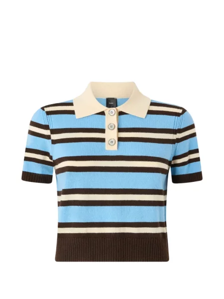 Decupat tricou polo Pinko de lână albastru