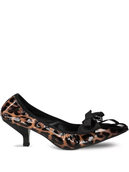 Pantofi cu toc Ras cu funde cu model leopard maro