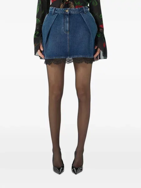 Fustă din denim Blumarine din dantelă albastru