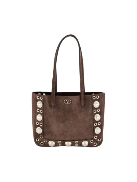 Mała mały shopperka Valentino Garavani zamszowa brązowa