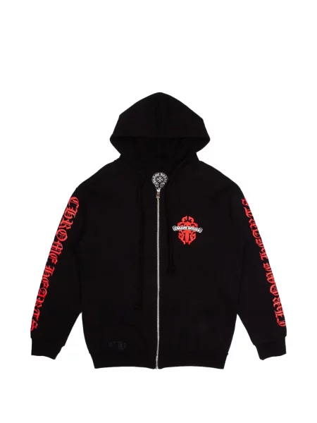 Суичър с качулка Chrome Hearts със сърца с автограф черно