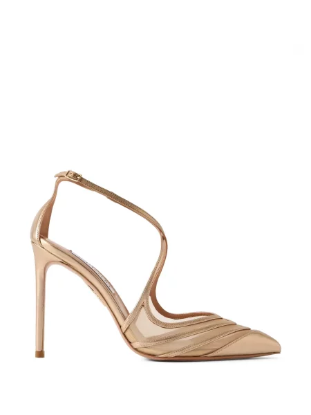 Pantofi cu toc Aquazzura din piele cu bretele roz