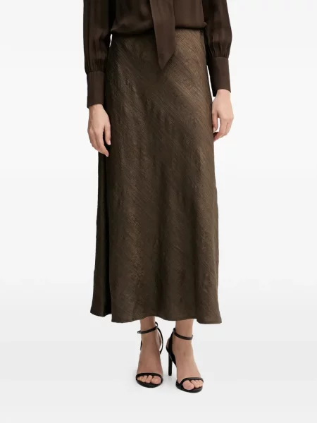 Fustă midi Pedro Del Hierro din satin până la genunchi verde