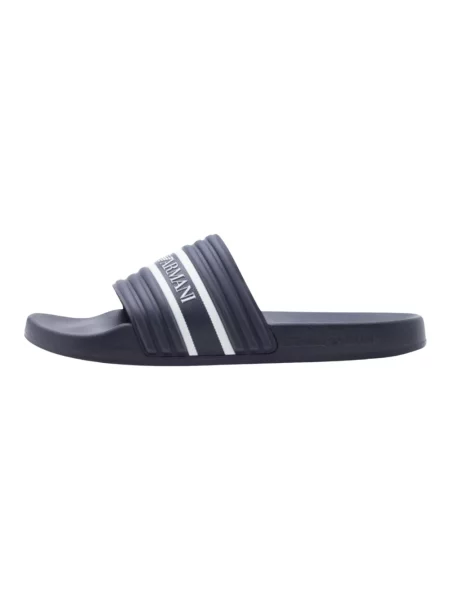 Klapki Emporio Armani z logo niebieskie