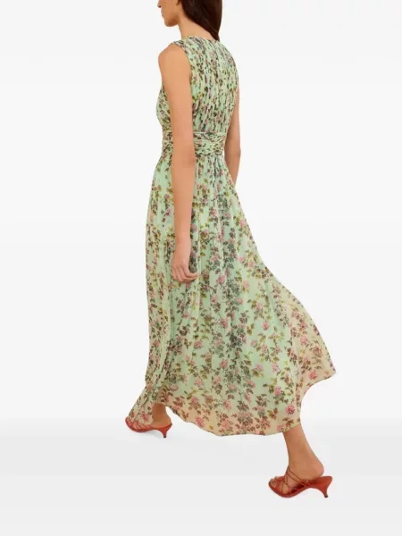 Rochie midi Ulla Johnson de mătase cu model floral cu imagine verde