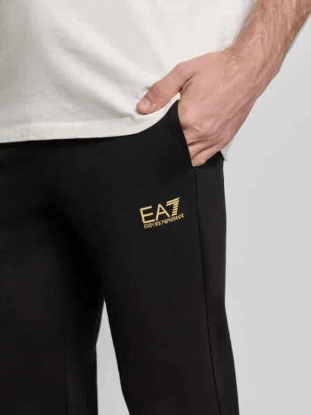 Spodnie dresowe z logo i elastycznym pasem Ea7 Emporio Armani czarne